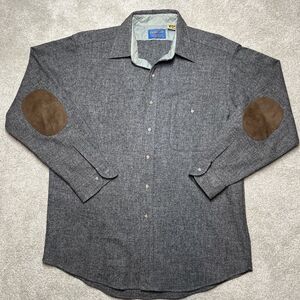 Vintage Pendleton Pure Virgin Wool  Button Up Shirt Men's Large Gray Long Sleeve